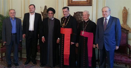 la delegacion de Hezbola en el encuentro con el patriarca libanes
